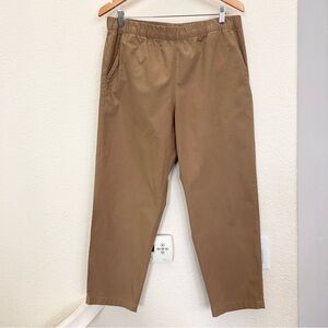 Uniqlo 100% Cotton Relaxed Pants draw string waist size large color khaki